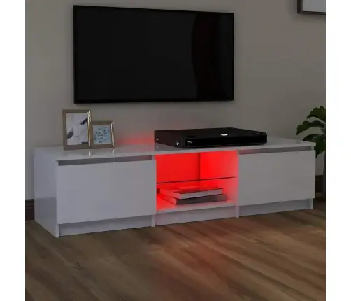 Tv Plaukts Ar Led Lampiņām, 140X40X36 Cm, Spīdīgi Balts Vidaxl