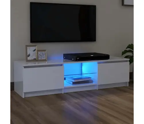Tv Plaukts Ar Led Lampiņām, 140X40X36 Cm, Spīdīgi Balts Vidaxl
