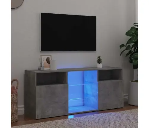 Televizoriaus Spintelė Su Led, Betono Pilka, 120X30X50Cm