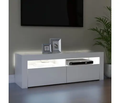 Tv Galdiņš Ar Led Lampiņām, 120X35X40 Cm, Balts Vidaxl