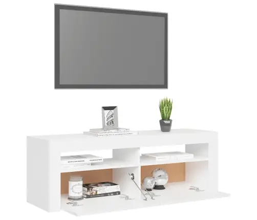 Tv Galdiņš Ar Led Lampiņām, 120X35X40 Cm, Balts Vidaxl