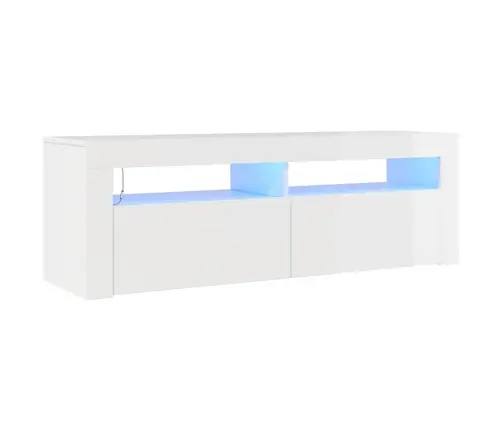 Tv Galdiņš Ar Led Lampiņām, 120X35X40 Cm, Spīdīgi Balts Vidaxl