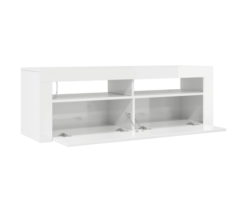 Tv Galdiņš Ar Led Lampiņām, 120X35X40 Cm, Spīdīgi Balts Vidaxl