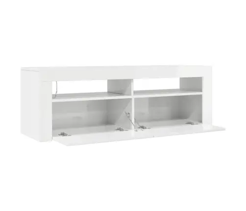 Tv Galdiņš Ar Led Lampiņām, 120X35X40 Cm, Spīdīgi Balts Vidaxl