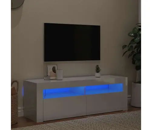 Tv Galdiņš Ar Led Lampiņām, 120X35X40 Cm, Spīdīgi Balts Vidaxl
