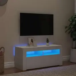 Tv Galdiņš Ar Led Lampiņām, 90X35X40 Cm, Balts Vidaxl