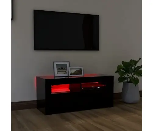 Tv Galdiņš Ar Led Lampiņām, 90X35X40 Cm, Melns Vidaxl