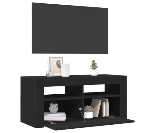 Tv Galdiņš Ar Led Lampiņām, 90X35X40 Cm, Melns Vidaxl
