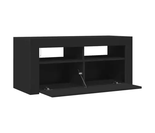 Tv Galdiņš Ar Led Lampiņām, 90X35X40 Cm, Melns Vidaxl