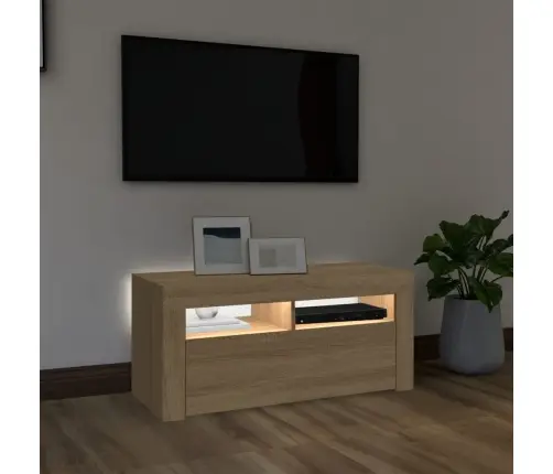 Tv Galdiņš Ar Led Lampiņām, 90X35X40 Cm, Ozolkoka Krāsā Vidaxl Tv Galdiņš Ar Led Lampiņām, 90X35X40 Cm, Ozolkoka Krāsā Vidaxl