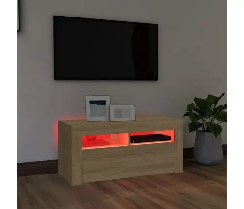 Tv Galdiņš Ar Led Lampiņām, 90X35X40 Cm, Ozolkoka Krāsā Vidaxl Tv Galdiņš Ar Led Lampiņām, 90X35X40 Cm, Ozolkoka Krāsā Vidaxl