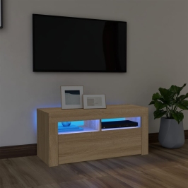 Tv Galdiņš Ar Led Lampiņām, 90X35X40 Cm, Ozolkoka Krāsā Vidaxl