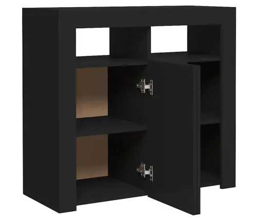 Kumode Ar Led Lampiņām, 80X35X75 Cm, Melna Vidaxl