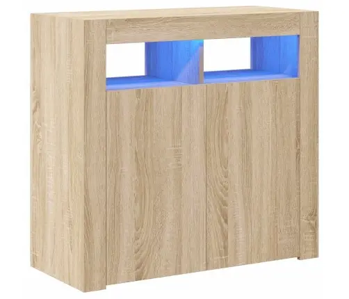 Kumode Ar Led Lampiņām, Ozolkoka Krāsa, 80X35X75 Cm Vidaxl