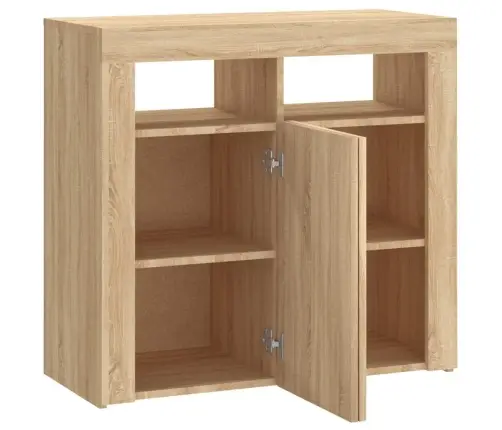 Kumode Ar Led Lampiņām, Ozolkoka Krāsa, 80X35X75 Cm Vidaxl