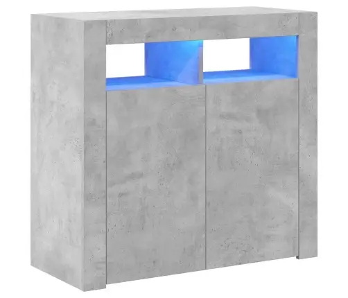 Kumode Ar Led Lampiņām, 80X35X75 Cm, Betona Pelēka Vidaxl