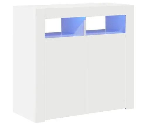 Kumode Ar Led Lampiņām, Spīdīgi Balta, 80X35X75 Cm Vidaxl