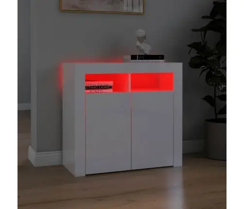 Kumode Ar Led Lampiņām, Spīdīgi Balta, 80X35X75 Cm Vidaxl