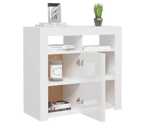 Kumode Ar Led Lampiņām, Spīdīgi Balta, 80X35X75 Cm Vidaxl