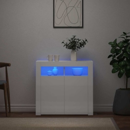 Kumode Ar Led Lampiņām, Spīdīgi Balta, 80X35X75 Cm Vidaxl