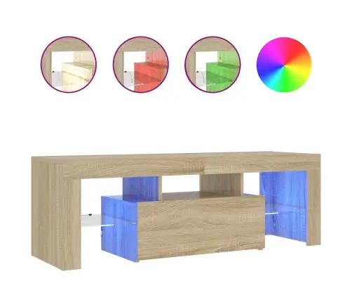 Tv Galdiņš Ar Led Lampiņām, 120X35X40 Cm, Ozolkoka Krāsā Vidaxl