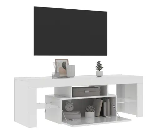 Tv Galdiņš Ar Led Lampiņām, 120X35X40 Cm, Spīdīgi Balts Vidaxl