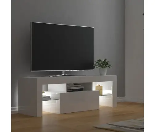 Tv Galdiņš Ar Led Lampiņām, 120X35X40 Cm, Spīdīgi Balts Vidaxl