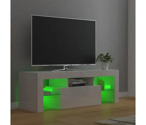 Tv Galdiņš Ar Led Lampiņām, 120X35X40 Cm, Spīdīgi Balts Vidaxl