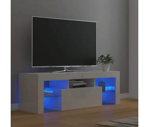Tv Galdiņš Ar Led Lampiņām, 120X35X40 Cm, Spīdīgi Balts Vidaxl