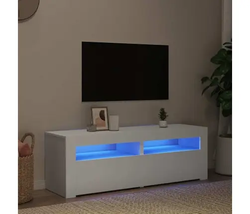 Tv Galdiņš Ar Led Lampiņām, 120X35X40 Cm, Balts Vidaxl