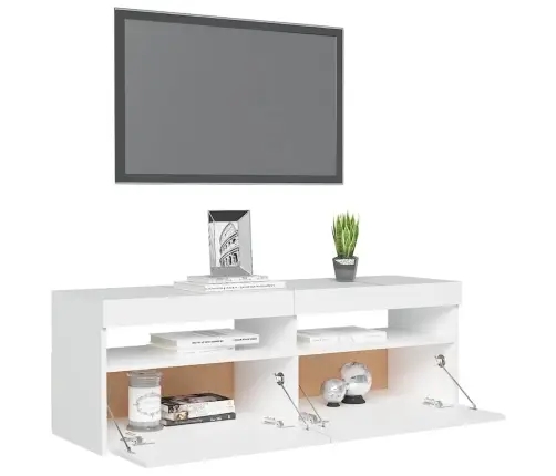 Televizoriaus Spintelė Su Led Apšvietimu, Balta, 120X35X40Cm Televizoriaus Spintelė Su Led Apšvietimu, Balta, 120X35X40Cm