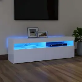 Tv Galdiņš Ar Led Lampiņām, 120X35X40 Cm, Balts Vidaxl