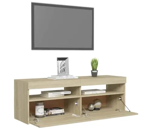 Tv Galdiņš Ar Led Lampiņām, 120X35X40 Cm, Ozolkoka Krāsā Vidaxl
