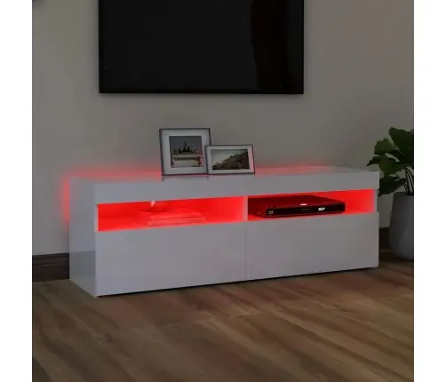 Tv Galdiņš Ar Led Lampiņām, 120X35X40 Cm, Spīdīgi Balts Vidaxl