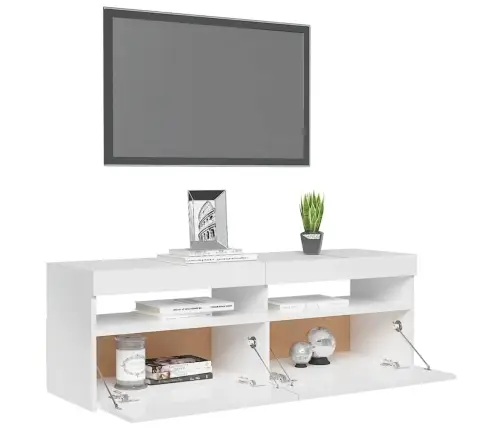 Tv Galdiņš Ar Led Lampiņām, 120X35X40 Cm, Spīdīgi Balts Vidaxl