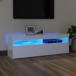 Tv Galdiņš Ar Led Lampiņām, 120X35X40 Cm, Spīdīgi Balts Vidaxl