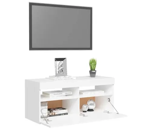 Tv Galdiņš Ar Led Lampiņām, 90X35X40 Cm, Balts Vidaxl
