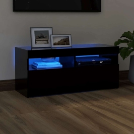 Tv Galdiņš Ar Led Lampiņām, 90X35X40 Cm, Melns Vidaxl
