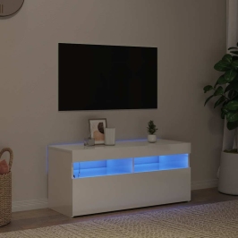 Tv Galdiņš Ar Led Lampiņām, Spīdīgi Balts, 90X35X40 Cm Vidaxl