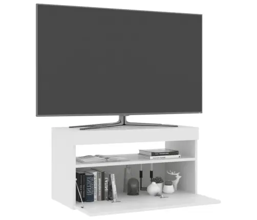 Tv Skapītis Ar Led Lampiņām, Balts, 75X35X40 Cm Vidaxl