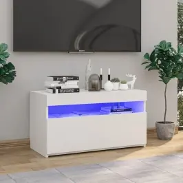 Tv Skapītis Ar Led Lampiņām, Balts, 75X35X40 Cm Vidaxl