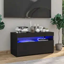 Tv Skapītis Ar Led Lampiņām, Melns, 75X35X40 Cm Vidaxl