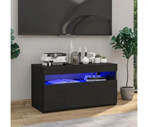 Tv Skapītis Ar Led Lampiņām, Melns, 75X35X40 Cm Vidaxl