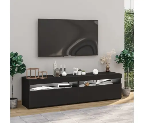 Tv Skapīši Ar Led Lampiņām, 2 Gab., Melni, 75X35X40 Cm Vidaxl