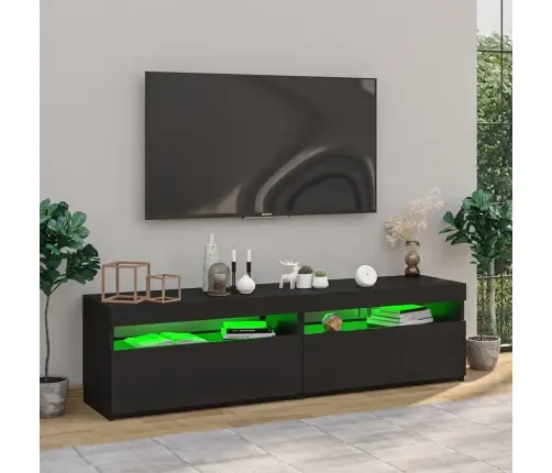 Tv Skapīši Ar Led Lampiņām, 2 Gab., Melni, 75X35X40 Cm Vidaxl