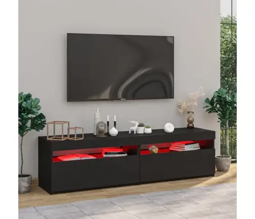 Tv Skapīši Ar Led Lampiņām, 2 Gab., Melni, 75X35X40 Cm Vidaxl