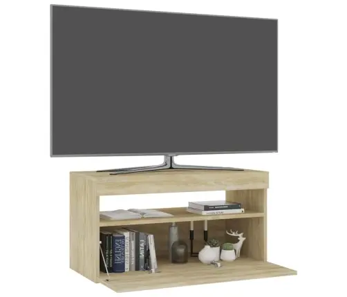 Tv Skapītis Ar Led Lampiņām, Ozolkoka Krāsā, 75X35X40 Cm Vidaxl