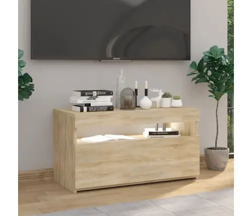 Tv Skapītis Ar Led Lampiņām, Ozolkoka Krāsā, 75X35X40 Cm Vidaxl