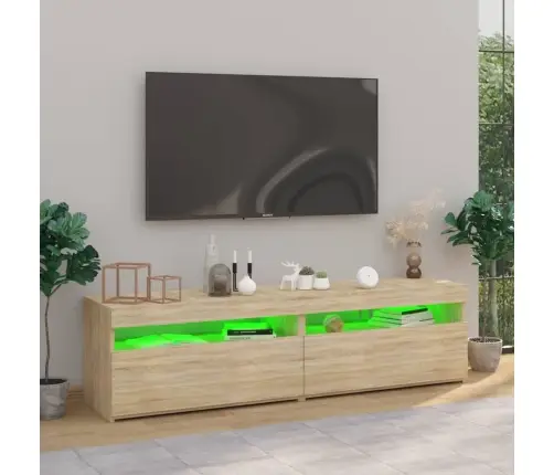 Televizoriaus Spintelės Su Led, 2Vnt., Ąžuolo, 75X35X40Cm
