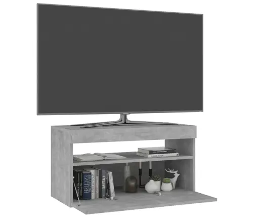 Tv Skapītis Ar Led Lampiņām, Betona Pelēks, 75X35X40 Cm Vidaxl